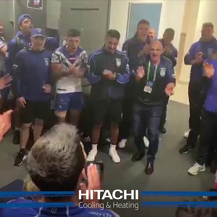 Bulldogs celebrate win over Rabbitohs with team song